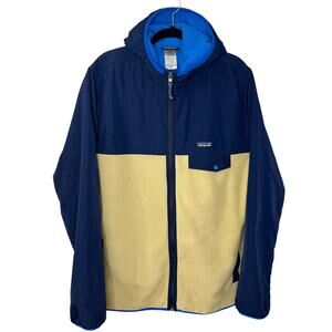 Patagonia Synchilla Snap T Full Zip Hoody Fleece Jacket Blue Cream Men XL